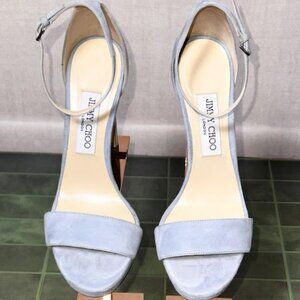 JIMMY CHOO Women's Misty 120 Aqua Suede Platform High-Heel Sandals